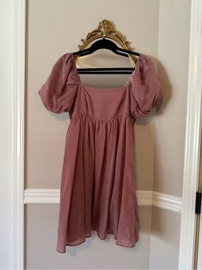 Storia Mauve Pink Puff Sleeve Mini Dress